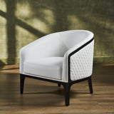 Orchids Lux Edward Leather White 34"W X 32.8"D X 29.3"H Lounge Chair