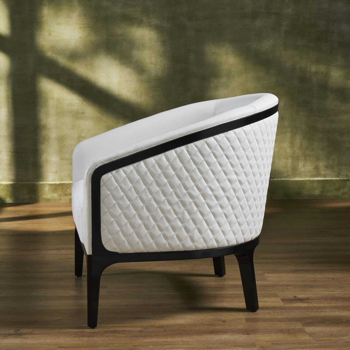 Orchids Lux Edward Leather White 34"W X 32.8"D X 29.3"H Lounge Chair