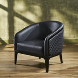 Orchids Lux Edward Leather Black 34"W X 32.8"D X 29.3"H Lounge Chair