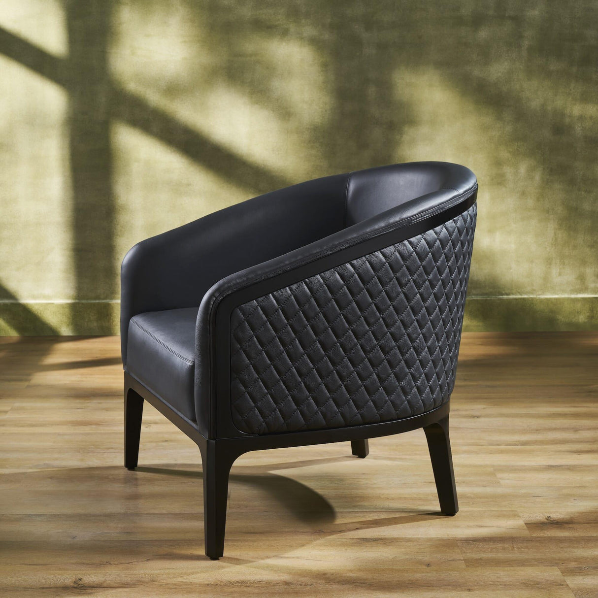 Orchids Lux Edward Leather Black 34"W X 32.8"D X 29.3"H Lounge Chair