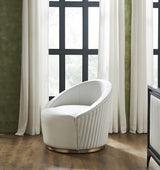 Orchids Lux Dawson Leather White 35"W X 34.5"D X 29"H Swivel Chair