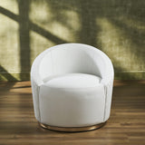 Orchids Lux Dawson Leather White 35"W X 34.5"D X 29"H Swivel Chair