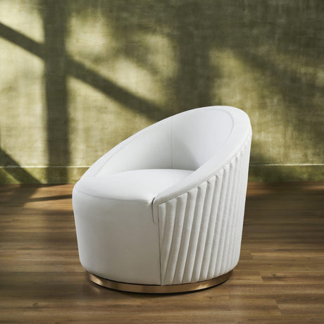 Orchids Lux Dawson Leather White 35"W X 34.5"D X 29"H Swivel Chair