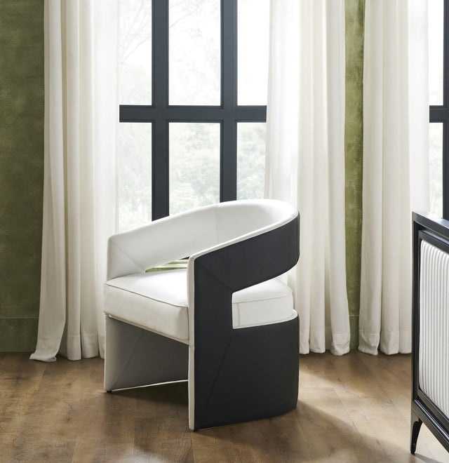 Orchids Lux Endura Leather Black & White 27.6"W X 23.6"D X 28.7"H Leather Chair