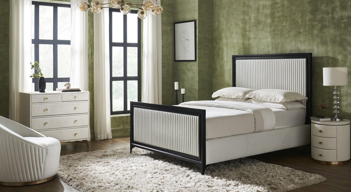 Orchids Lux Stanford Leather White 86"L X 65"W X 60"H Bed