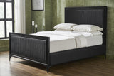 Orchids Lux Stanford Leather Black 86"L X 81"W X 60"H Bed