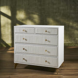Orchids Lux Stanford Leather White 38"W X 20"D X 36"H Five Drawer Chest