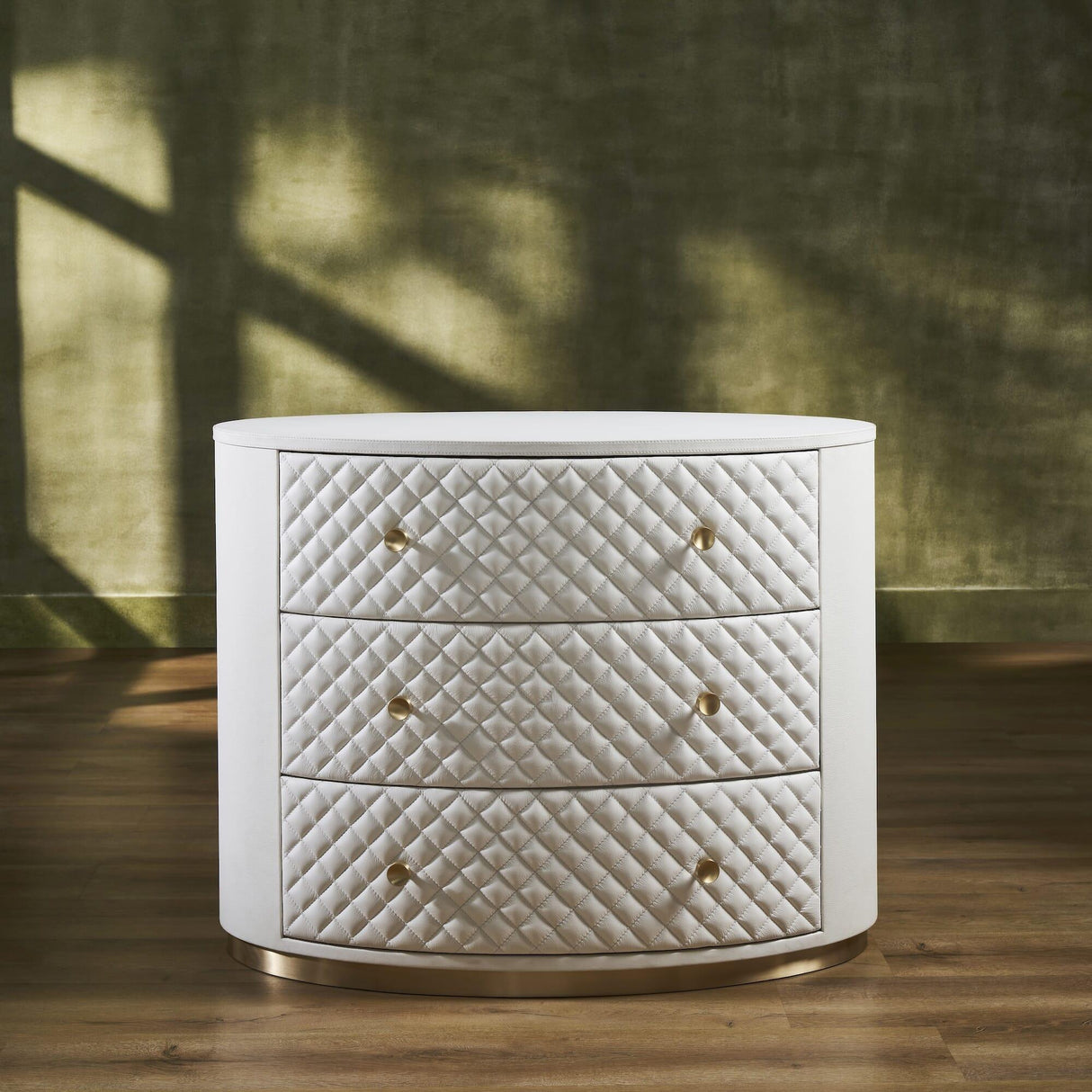 Orchids Lux Harvard Leather White 38"W X 20"D X 30"H Drawer Chest