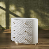 Orchids Lux Harvard Leather White 38"W X 20"D X 30"H Drawer Chest