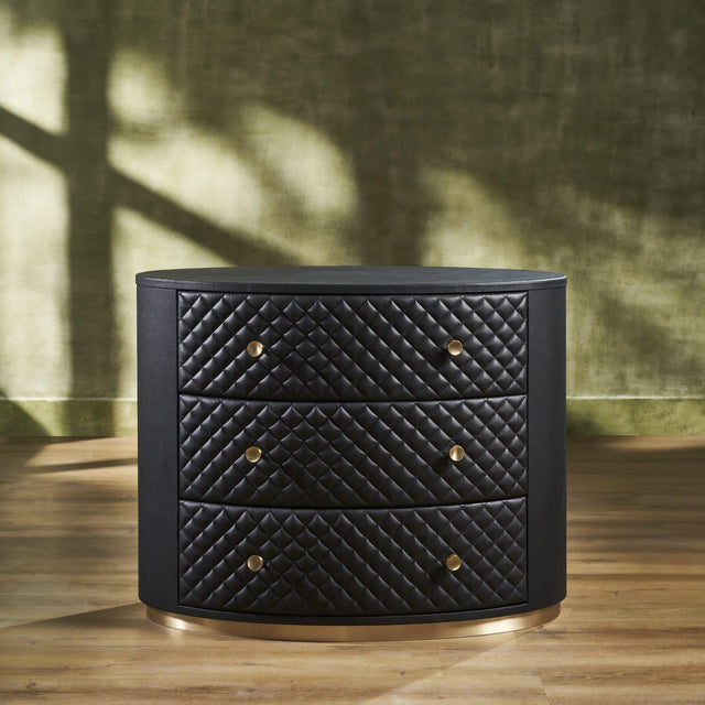 Orchids Lux Harvard Leather Black 38"W X 20"D X 30"H Drawer Chest