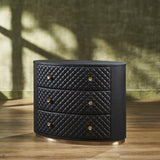 Orchids Lux Harvard Leather Black 38"W X 20"D X 30"H Drawer Chest