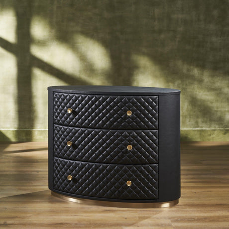 Orchids Lux Harvard Leather Black 38"W X 20"D X 30"H Drawer Chest