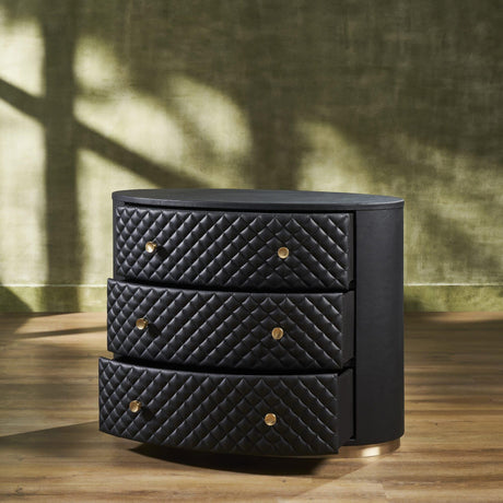 Orchids Lux Harvard Leather Black 38"W X 20"D X 30"H Drawer Chest