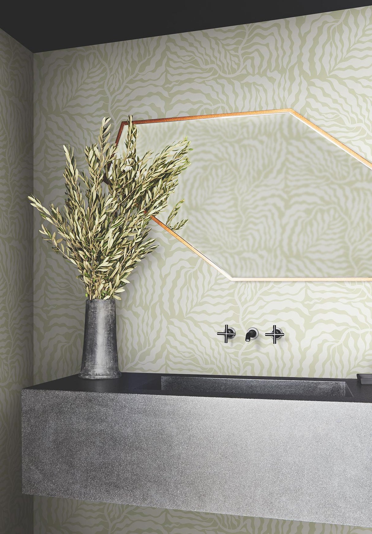 York Wallcoverings Fern Fronds Light Green & White Wallpaper