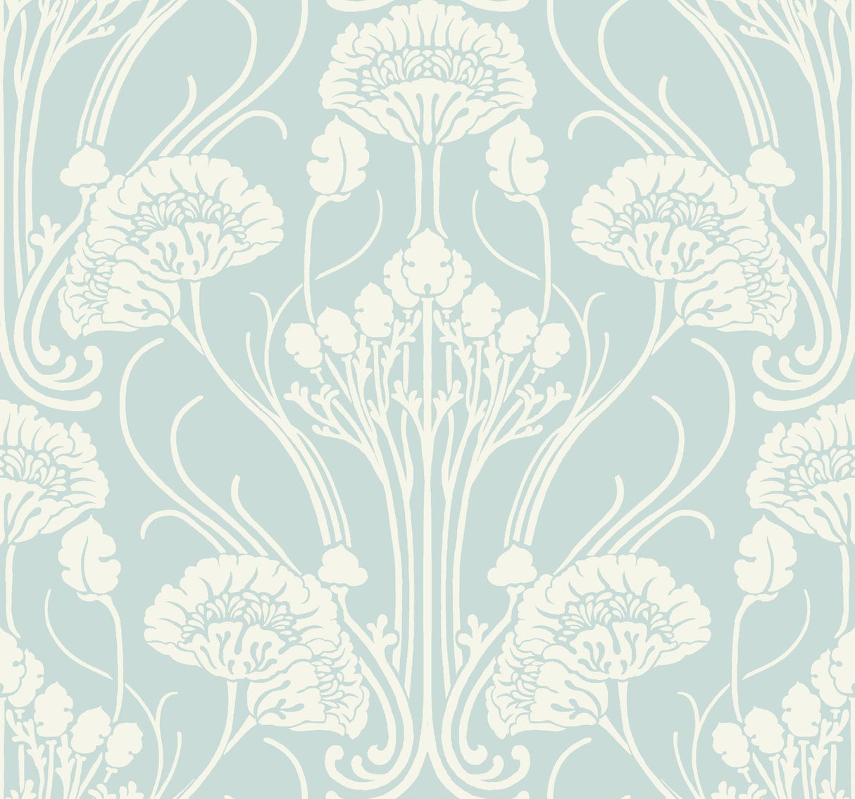 Antonina Vella Nouveau Damask Blue Wallpaper
