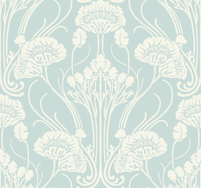 Antonina Vella Nouveau Damask Blue Wallpaper