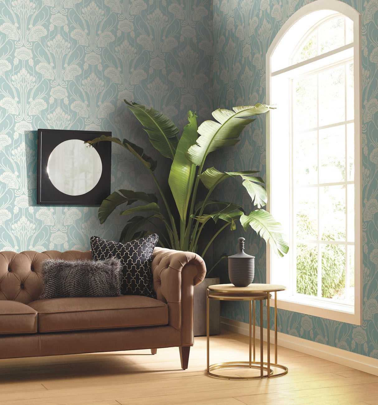 Antonina Vella Nouveau Damask Blue Wallpaper