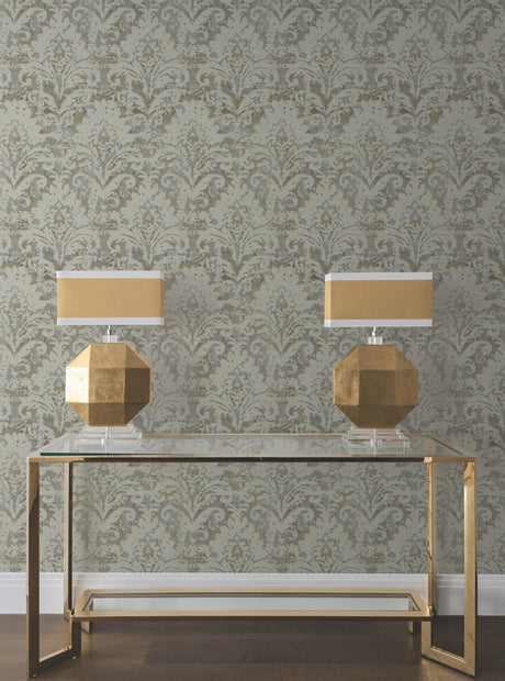 Candice Olson Velvet Crush Damask Taupe & Gold Wallpaper