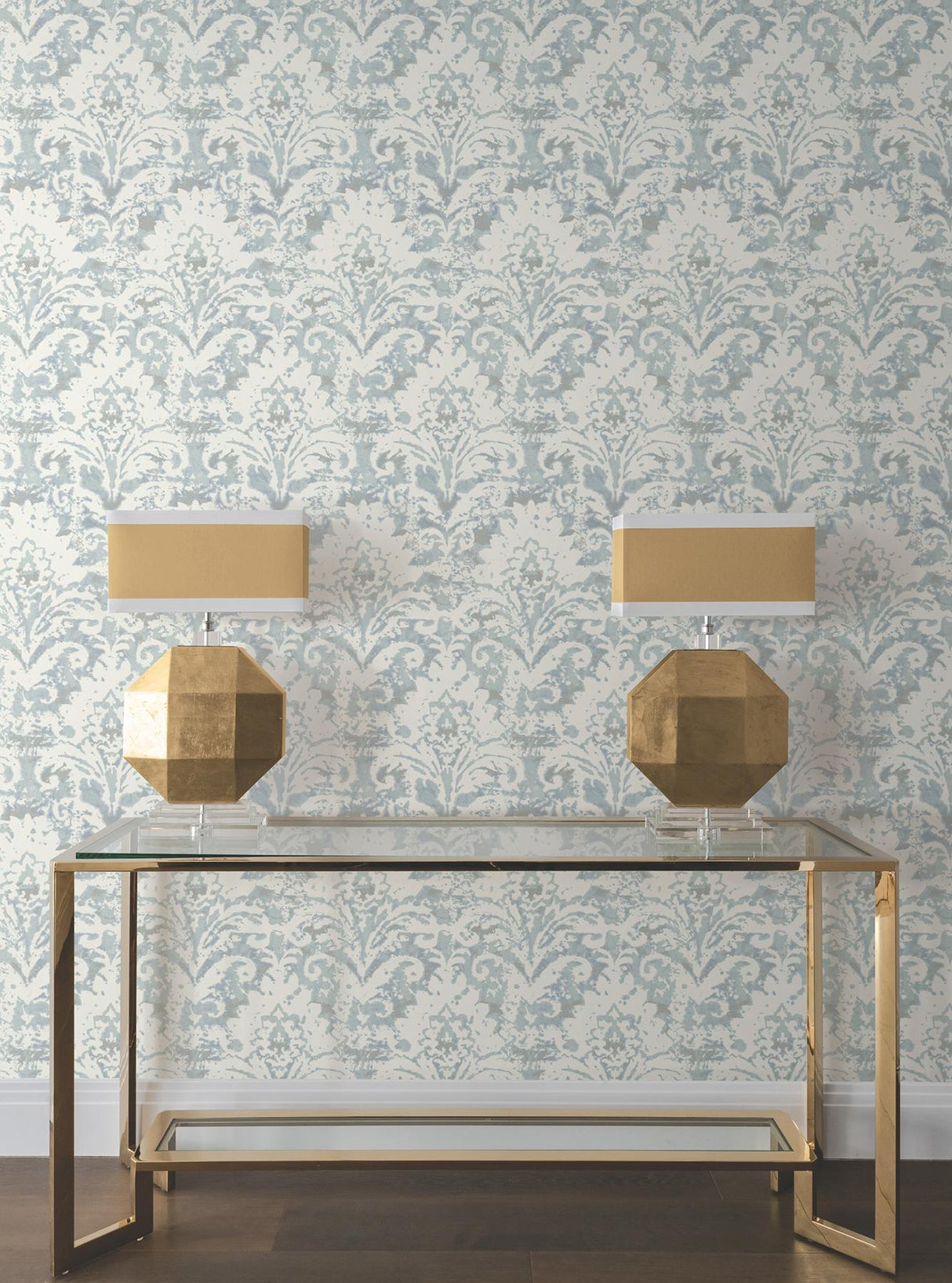 Candice Olson Velvet Crush Damask Blue & Pearl Wallpaper