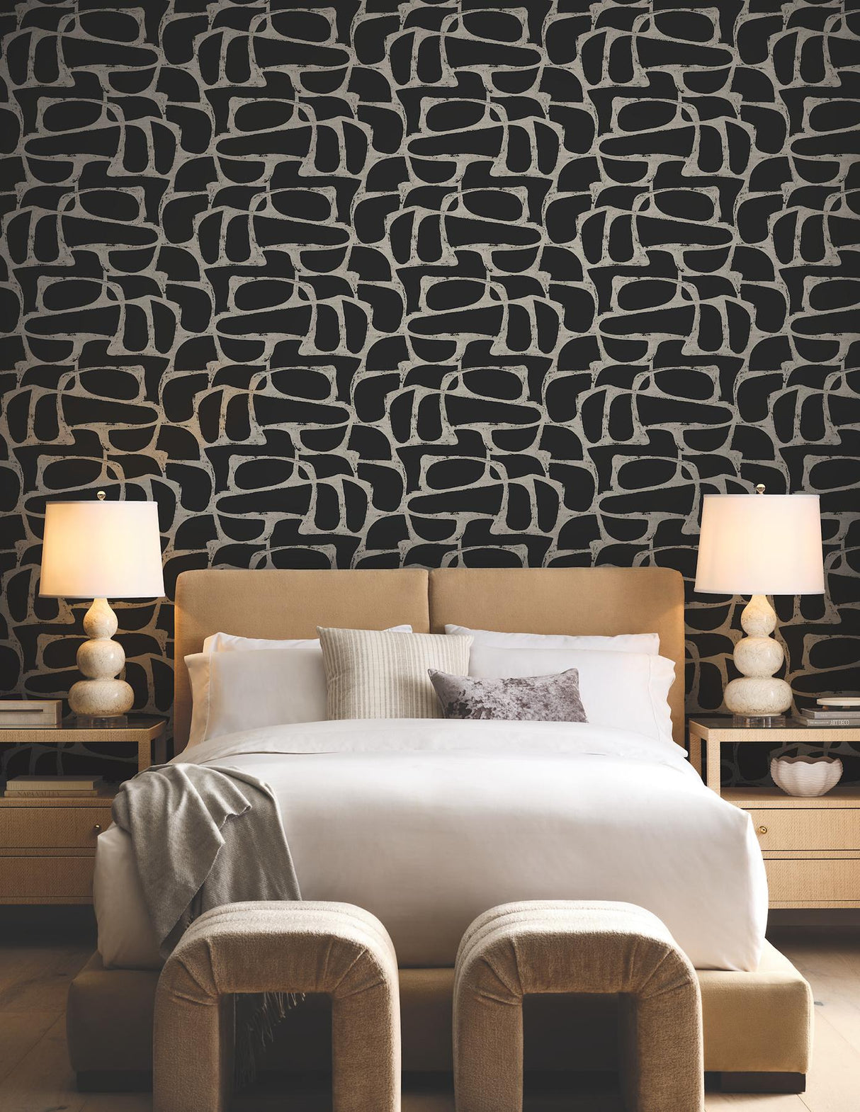 Candice Olson Craftsman Geometric Black Wallpaper