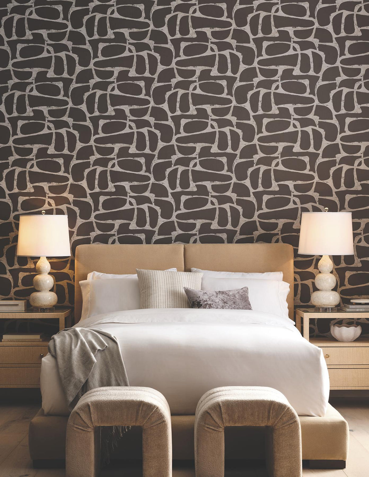Candice Olson Craftsman Geometric Mocha Wallpaper
