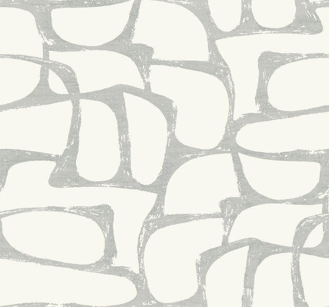 Candice Olson Craftsman Geometric White & Silver Wallpaper