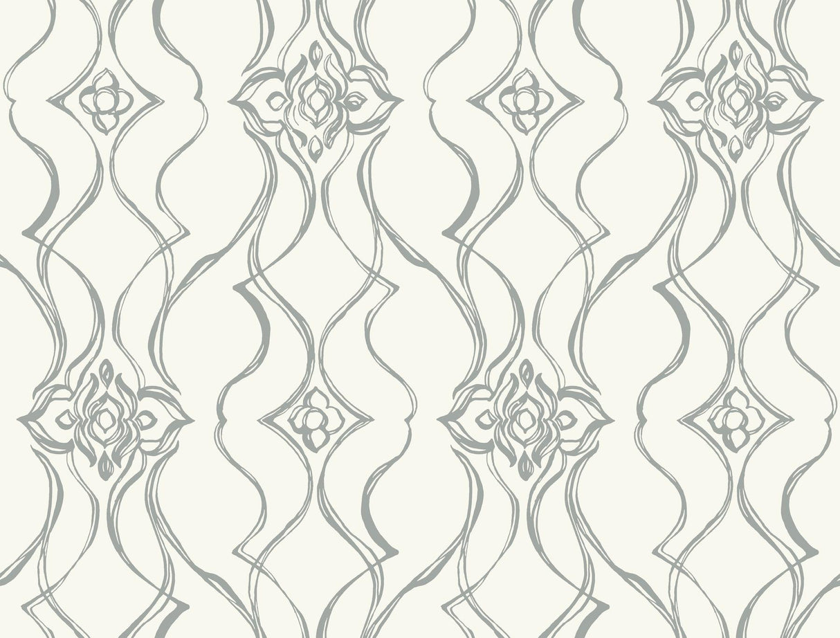 Candice Olson Pirouette White & Silver Wallpaper