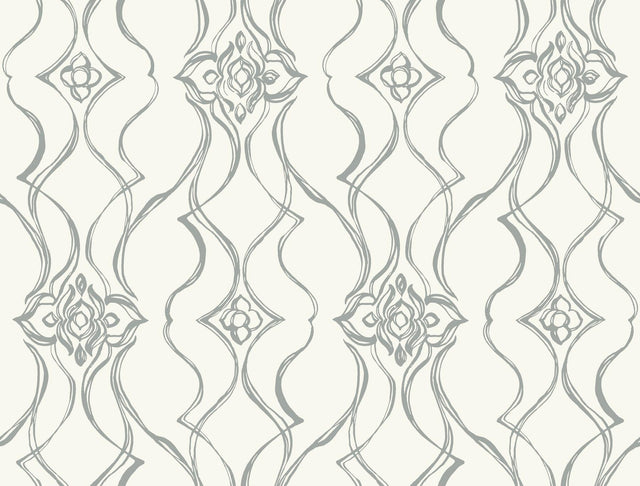 Candice Olson Pirouette White & Silver Wallpaper