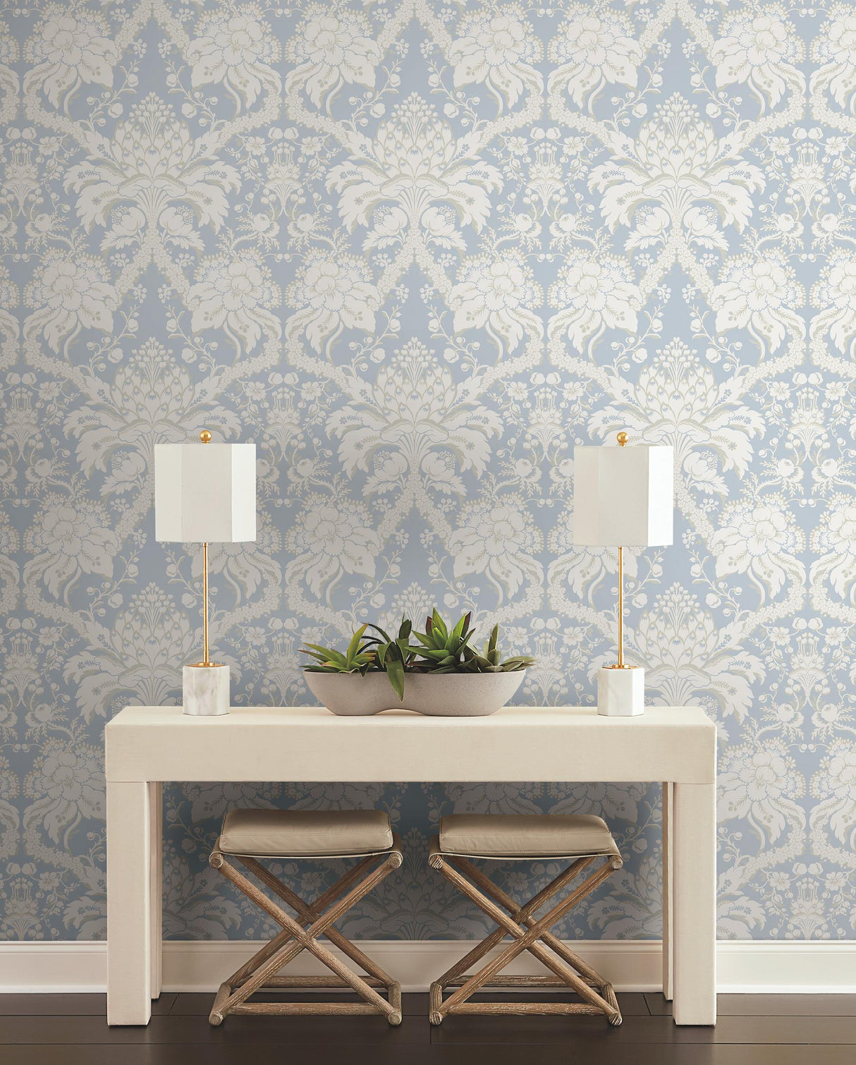 York Wallcoverings French Artichoke Dam Blue Wallpaper