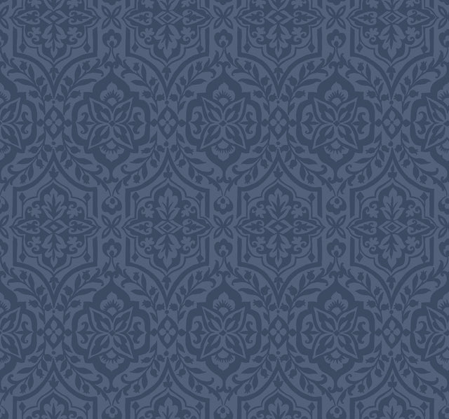 York Wallcoverings Cathedral Damask Blue Wallpaper