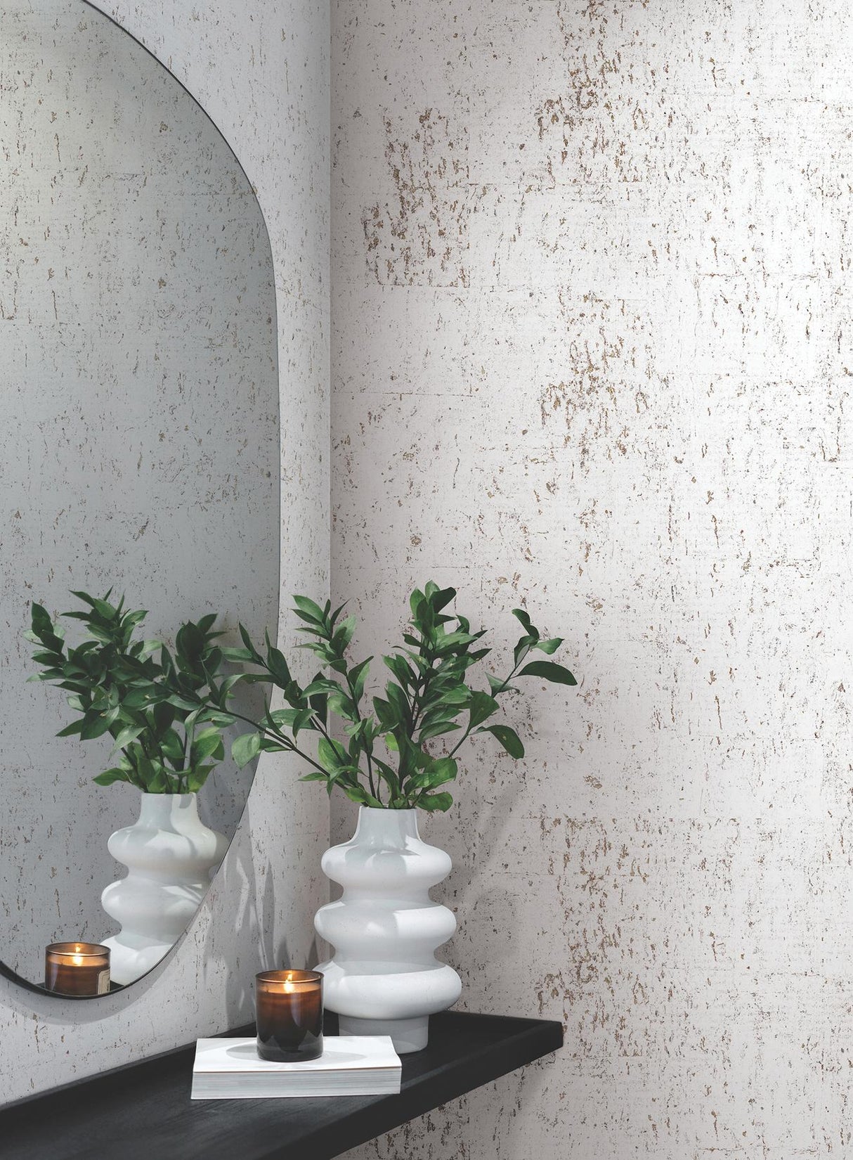 Candice Olson Cork Bright White & Gold Wallpaper