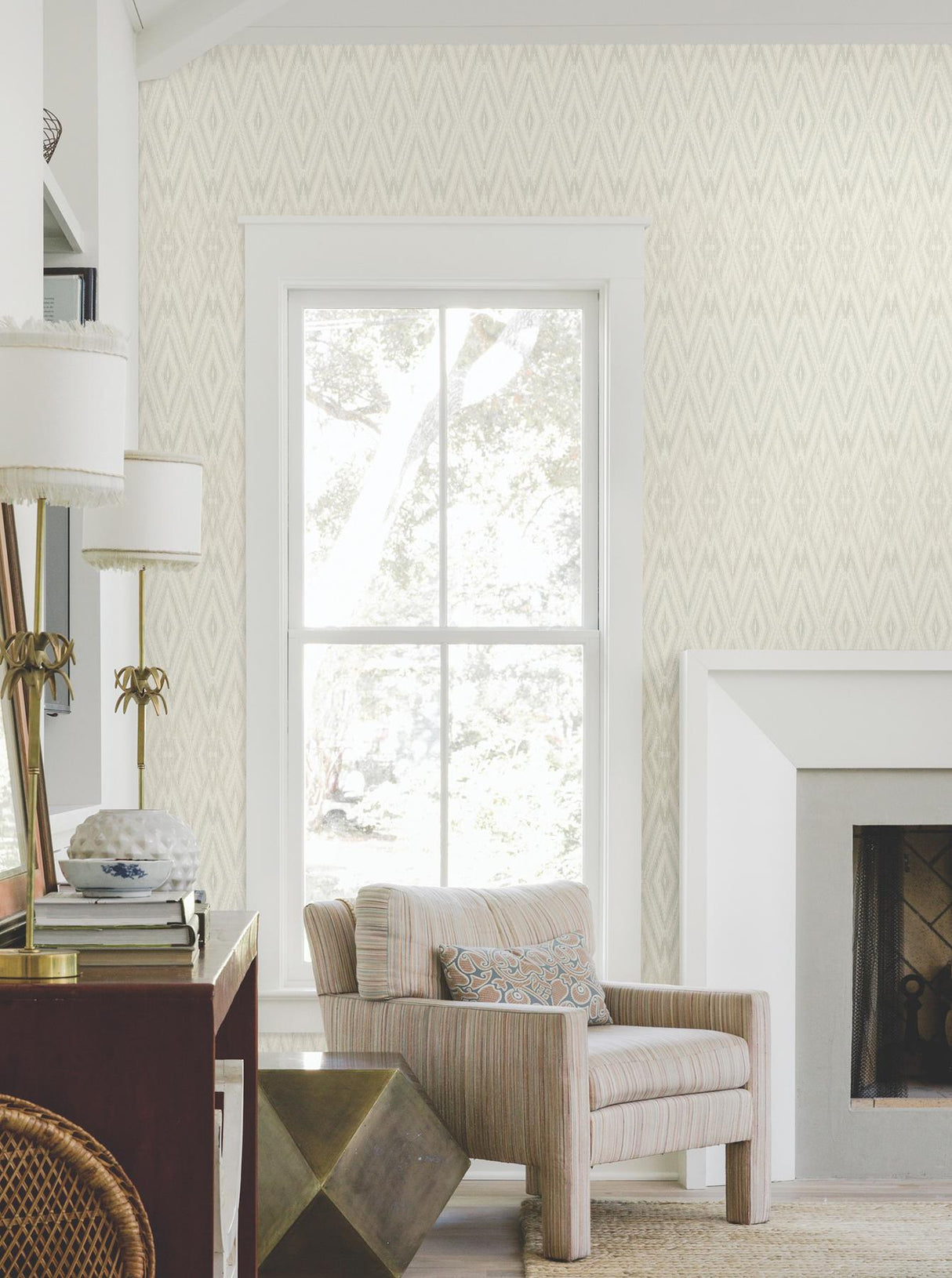 Candice Olson Diamond Marquise Light Neutral Wallpaper