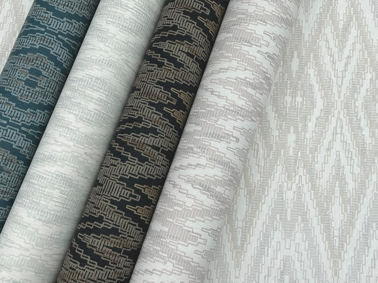 Candice Olson Diamond Marquise Blue & Neutral Wallpaper