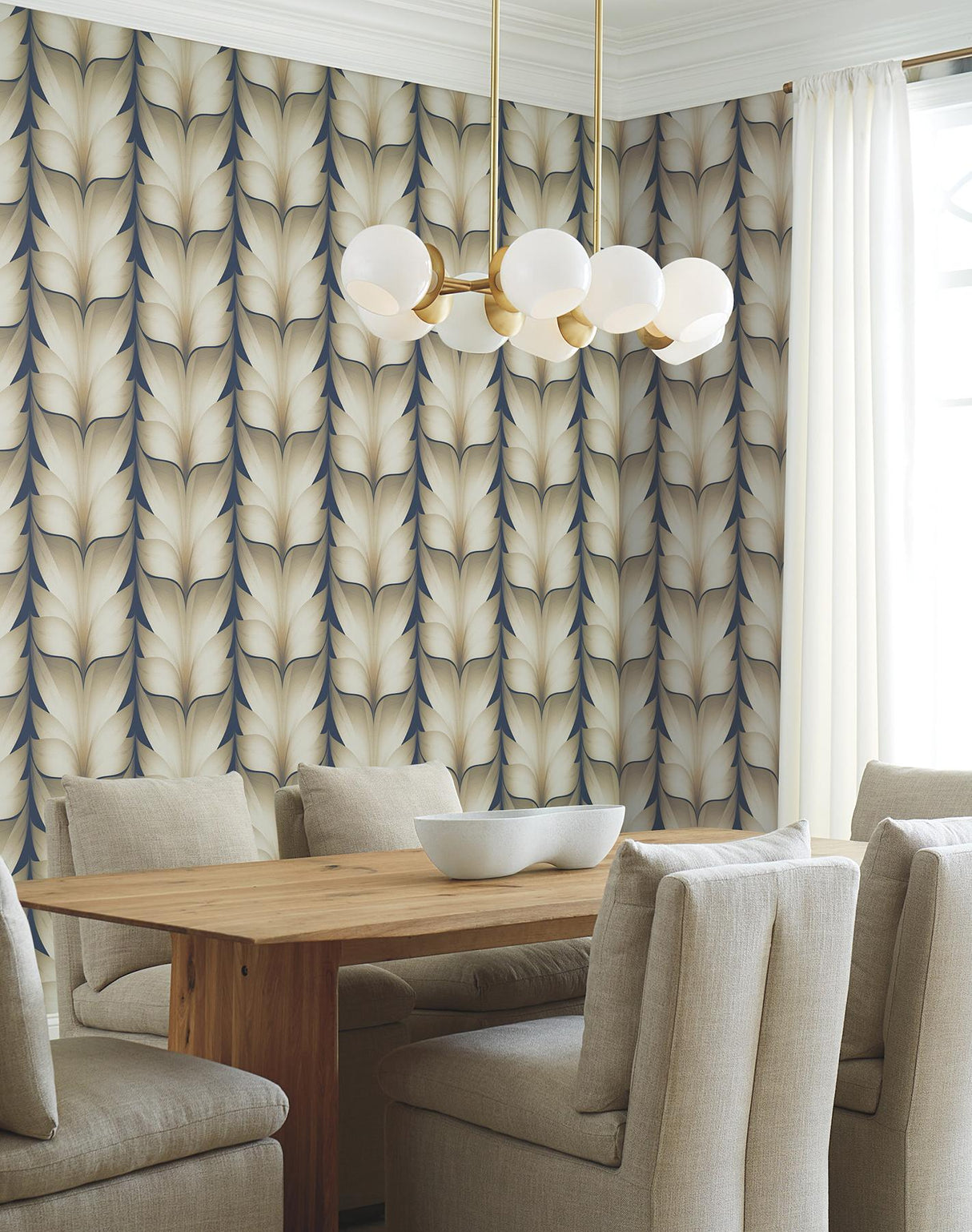 Candice Olson Lotus Light Stripe Navy Wallpaper