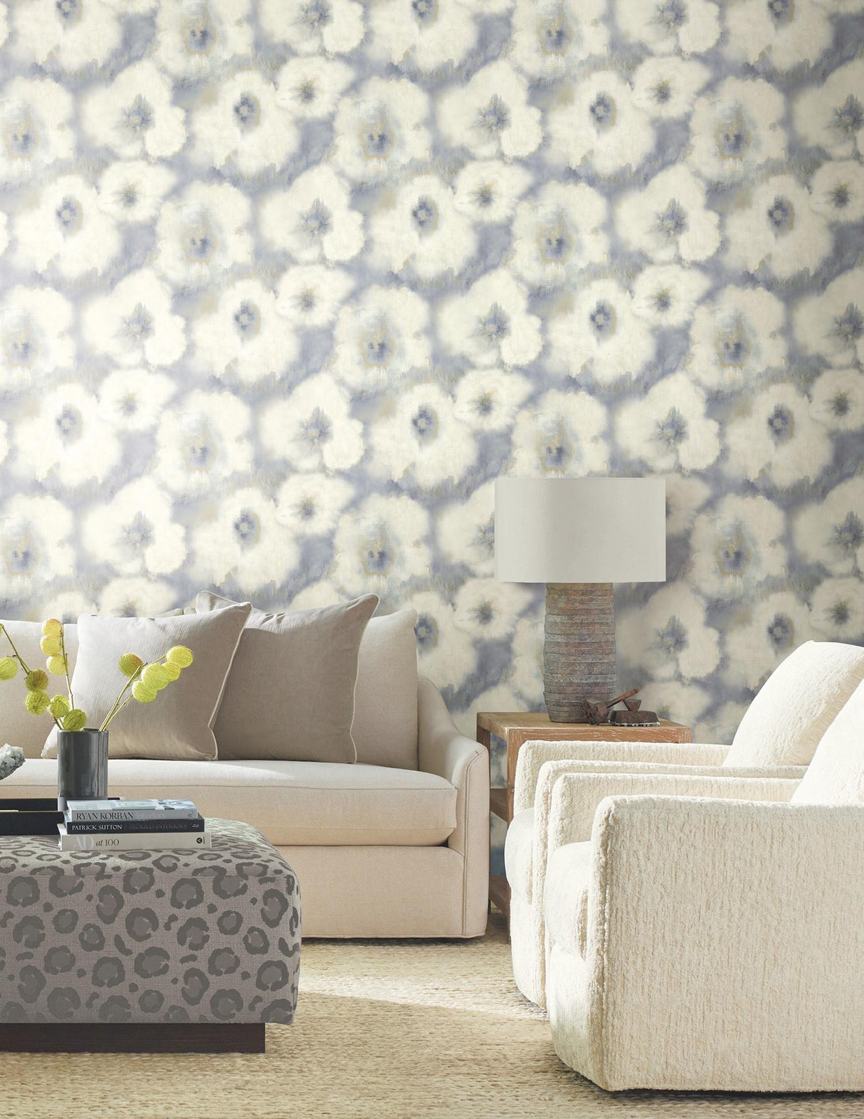 Candice Olson Blended Floral Blue Wallpaper