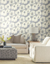 Candice Olson Blended Floral Blue Wallpaper