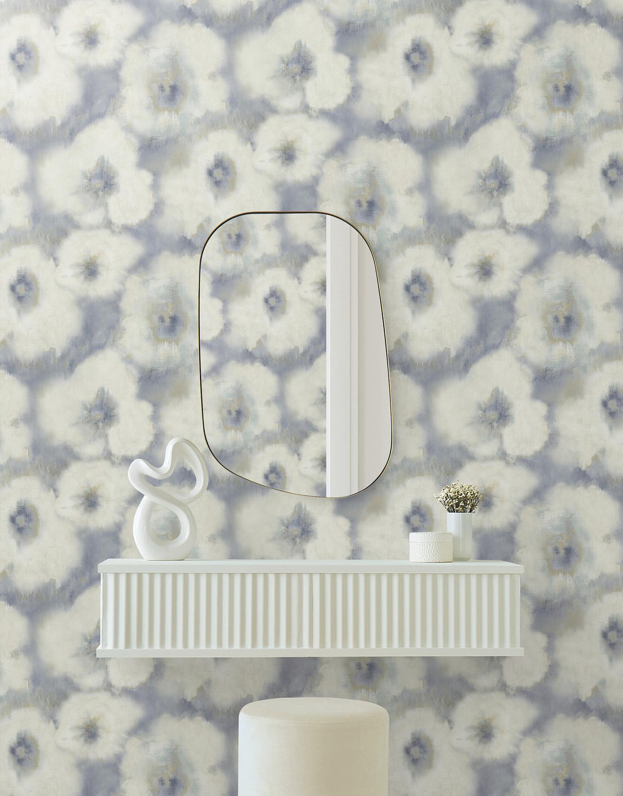 Candice Olson Blended Floral Blue Wallpaper