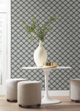 Candice Olson Bayside Basket Weave Navy Wallpaper