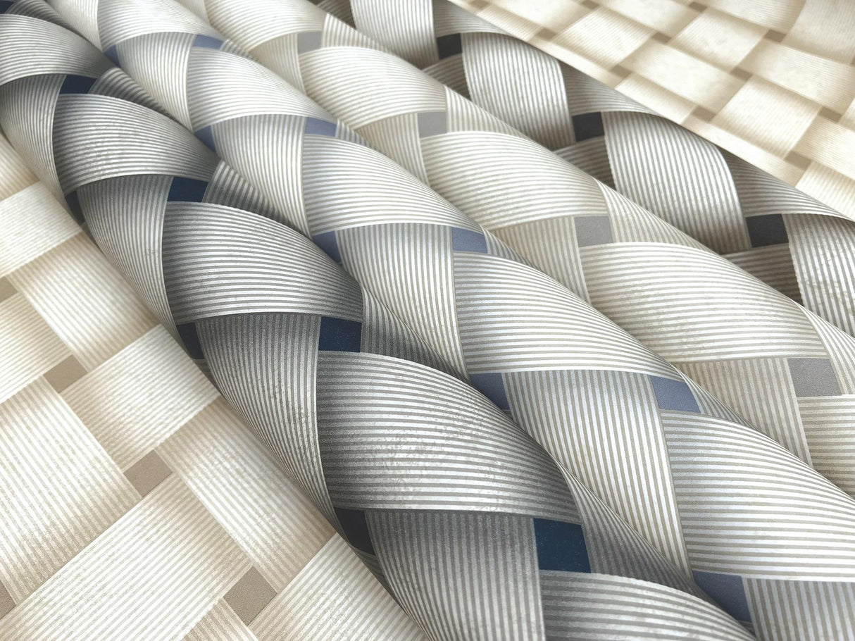 Candice Olson Bayside Basket Weave Navy Wallpaper