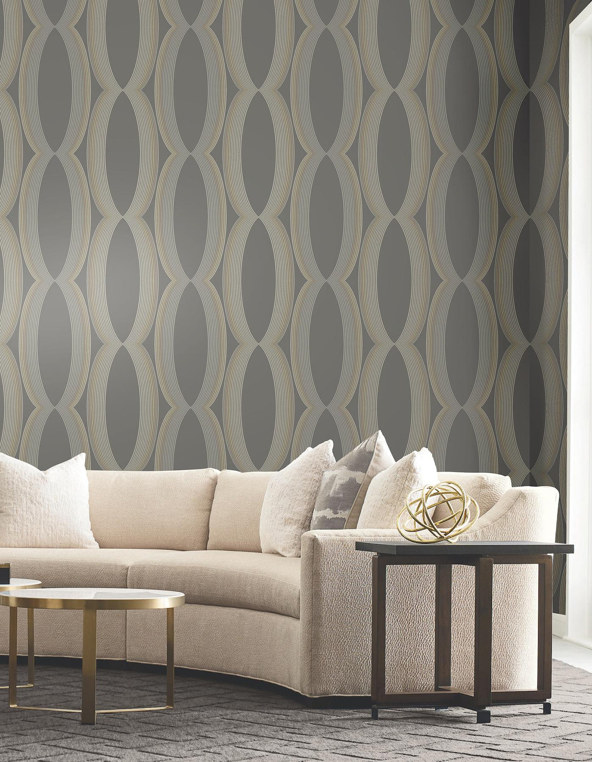 Candice Olson Progression Ogee Charcoal Wallpaper