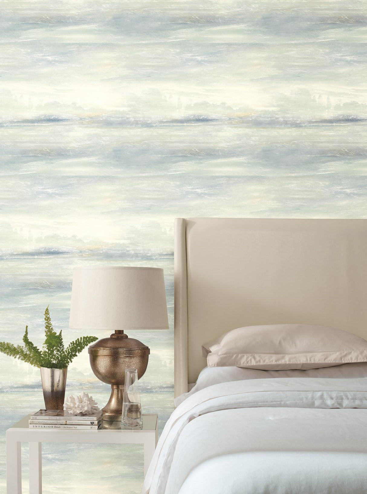 Candice Olson Soothing Mists Scenic Blue Oasis Wallpaper