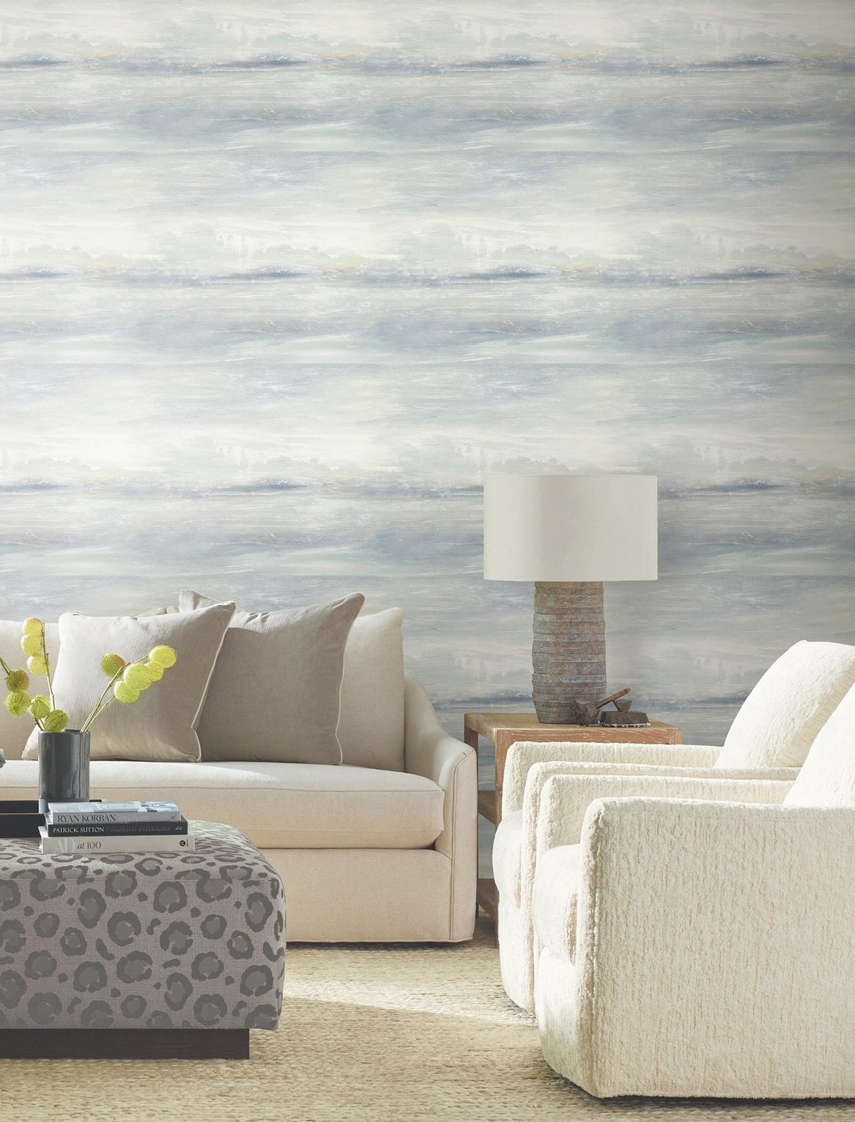 Candice Olson Soothing Mists Scenic Blue Oasis Wallpaper
