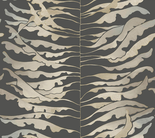 York Wallcoverings Leaf Column Black Wallpaper