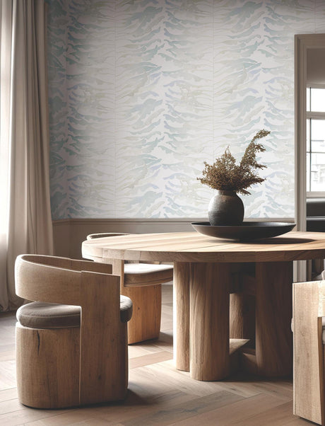 York Wallcoverings Leaf Column Spa Blue Wallpaper