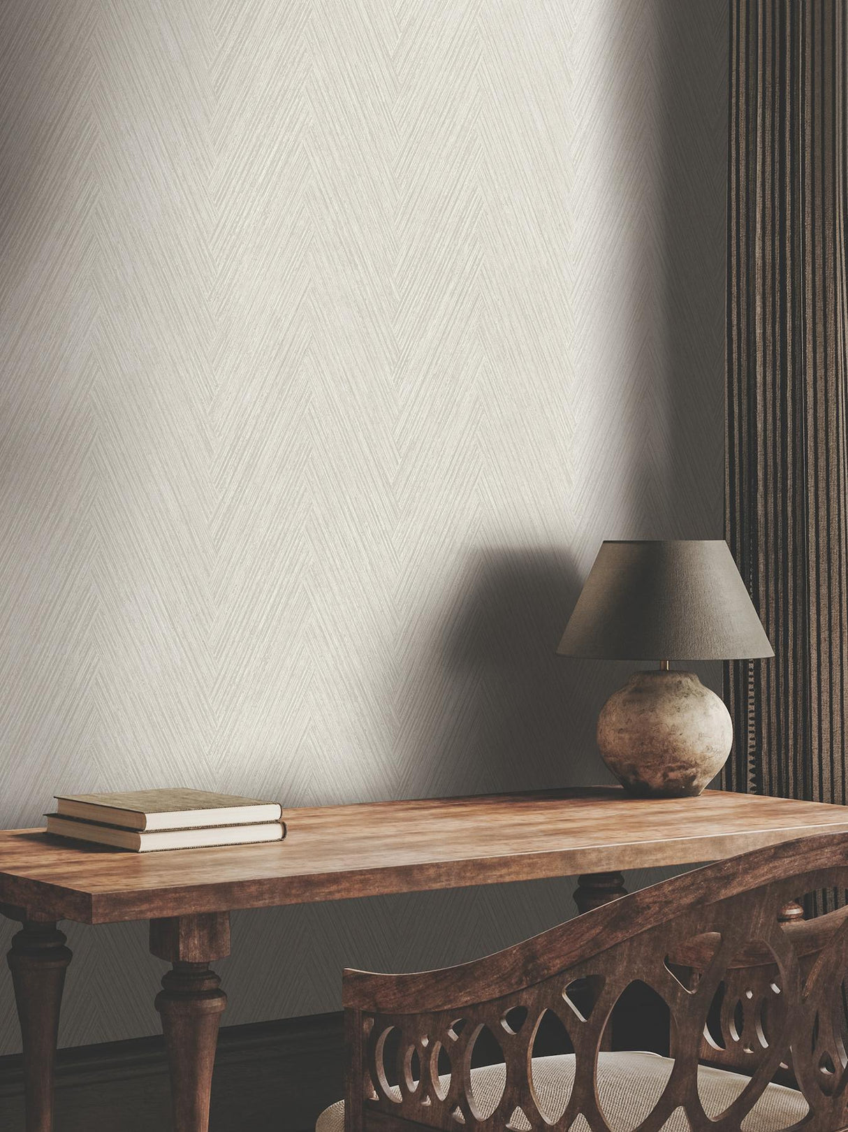 York Wallcoverings Thatched Chevron Light Neutral Wallpaper