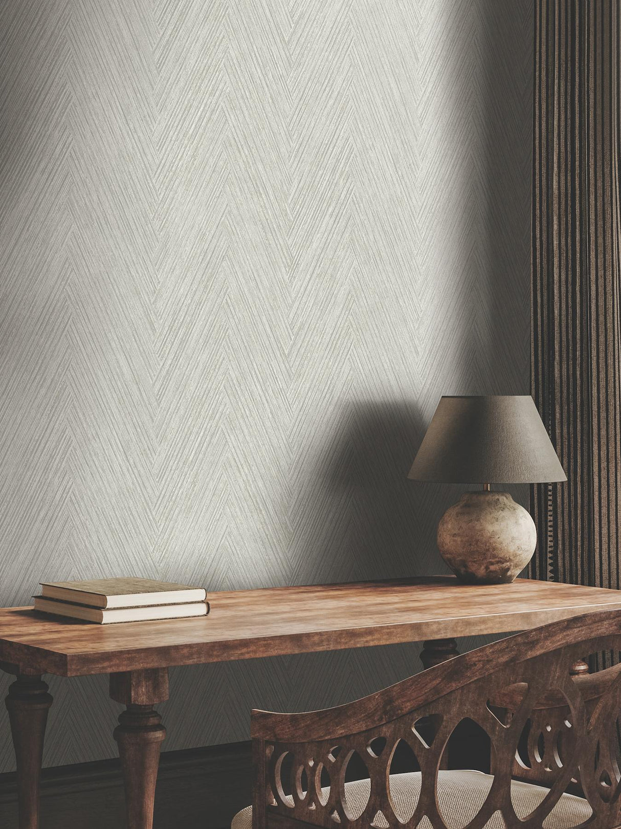 York Wallcoverings Thatched Chevron Dove Wallpaper
