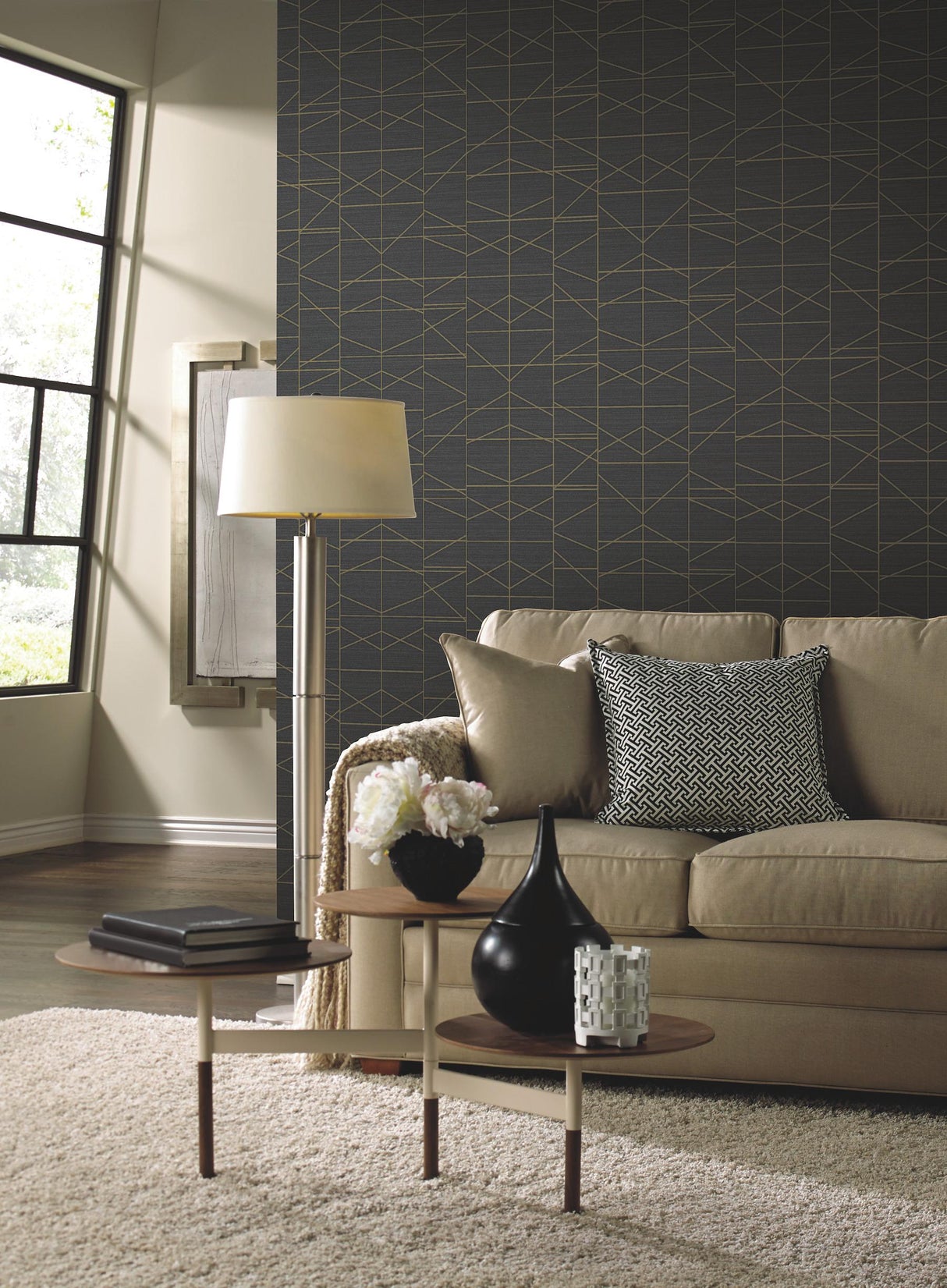 York Wallcoverings Gold Modern Perspective Wallpaper