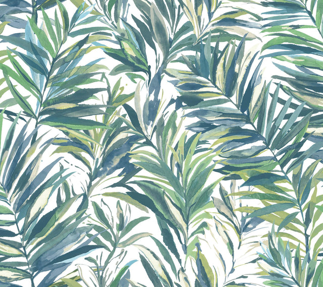 York Wallcoverings Swaying Palms Green & Blue Wallpaper