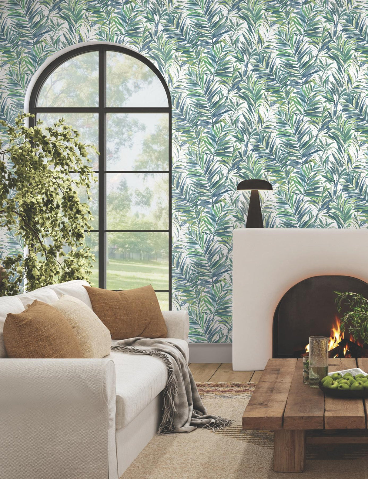 York Wallcoverings Swaying Palms Green & Blue Wallpaper