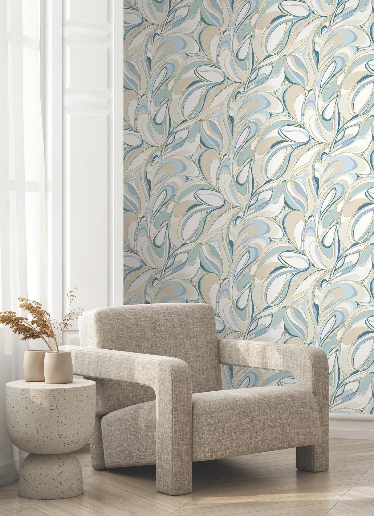 York Wallcoverings Achate Blue Wallpaper